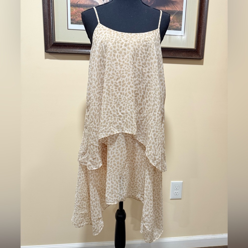 BCBGenaration Elegant Cream Leopard Print Layered Dress